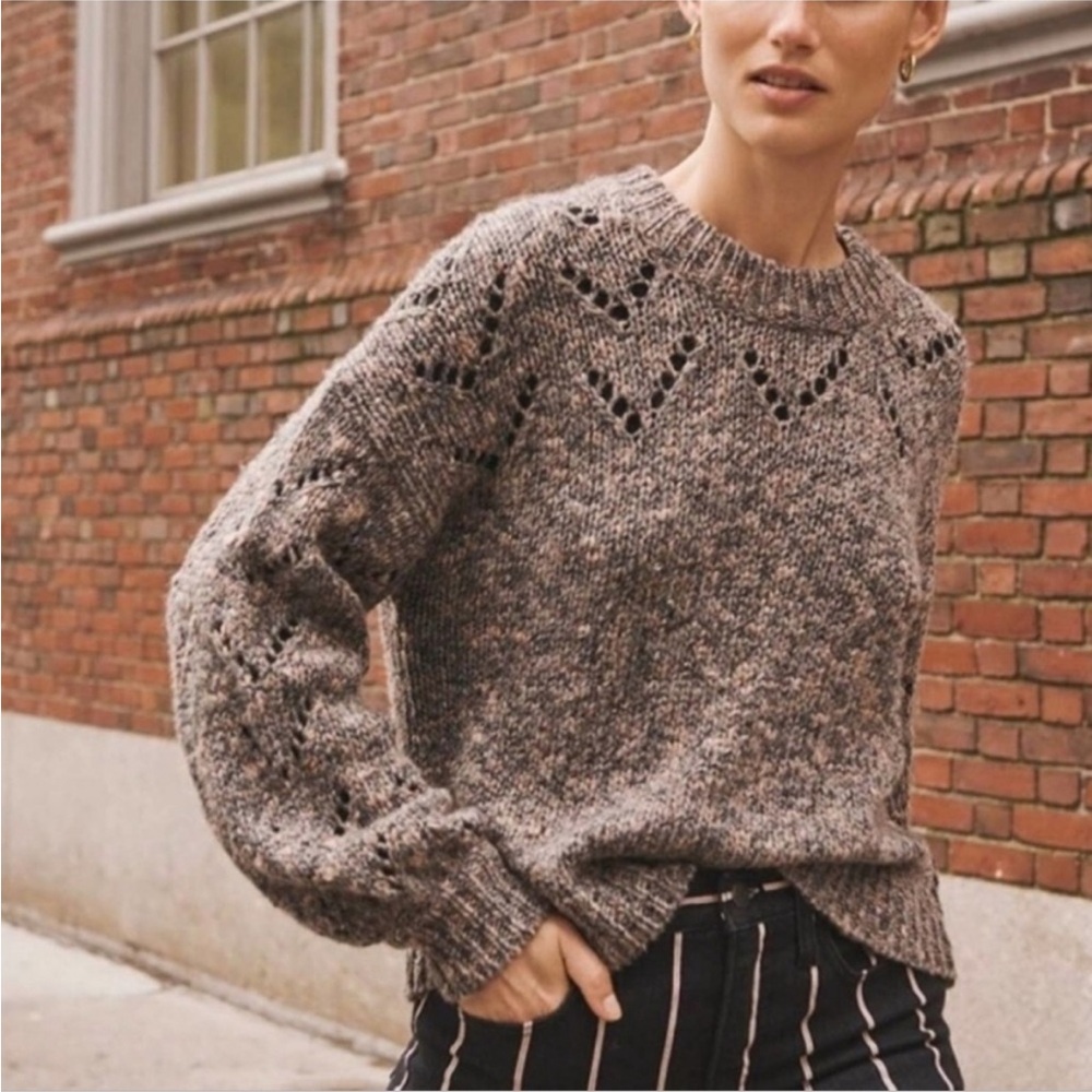 Madewell Pointelle Bubble-Sleeve Pullover Sweater S